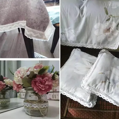 Vista 4 de Cinta bordada de algodón con ribete de encaje de algodón de 10 yardas, decoración de costura y suministros de manualidades de 1-1/4 pulgadas