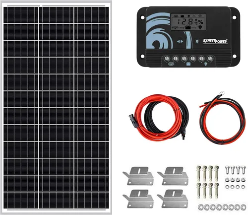 Vista 15 de ExpertPower Kit de energía solar de 100 W y 12 V Batería de litio LiFePO4 de 12 V y 20 Ah Panel solar monorígido de 100 W, controlador de carga