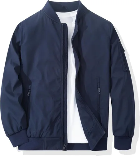 Vista 9 de Chaqueta bomber para hombre, casual, a la moda, ligera, cortavientos al aire libre