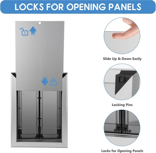Vista 5 de SmarketBuy Puerta grande para perro, puerta de aluminio resistente a la intemperie con cierre automático, paneles dobles fáciles de instalar, puerta