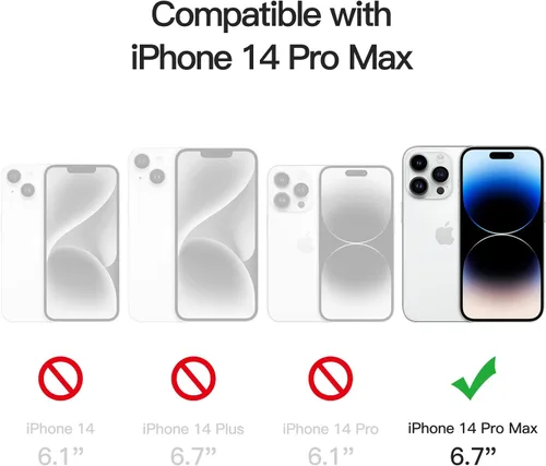 Vista 3 de JETech Funda 5 en 1 para iPhone 14 Pro Max, antiamarilleo, transparente 2 protectores de pantalla de vidrio templado, 2 protectores de lente