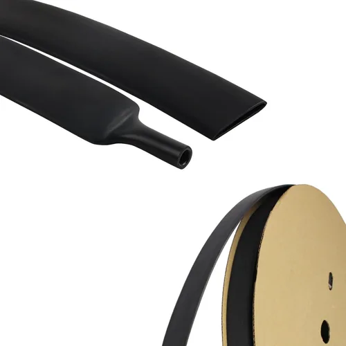 Vista 14 de Tubo termorretráctil negro 3:1 de doble pared con adhesivo marino forrado con pegamento impermeable para cables, protectores de cables, conectores