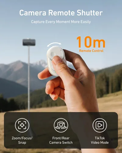 Vista 3 de Trípode automático para iPhone, TELESIN Trípodes de teléfono de apertura automática con control remoto para TikTok Scrolling & Zoom, palo selfie