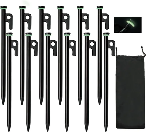 Vista 14 de Estacas de Tienda, 8 Piezas 10 Pulg. Estacas de Tienda de Acero Forjado Resistente + Bolsa de Almacenamiento, Estacas de Tienda de Metal, Estacas
