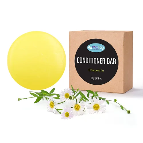 Vista 6 de Miztag Home & Health Barra acondicionadora – Jabón natural sólido para el cabello – Embalaje vegano sin residuos – Aroma de manzanilla – Regalo
