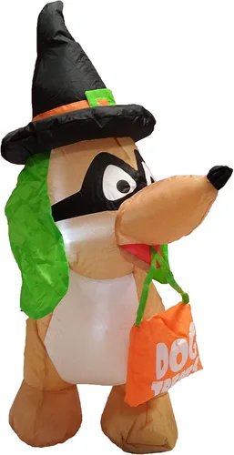 Vista 4 de Perro inflable de Halloween iluminado de 4 pies de largo