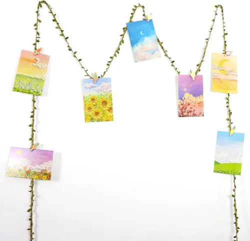 Vista 6 de 2 rollos de cinta de hojas de 66 pies, hojas verdes, decoración de vides artificiales 2 rollos de cinta de hojas de 66 pies, utilizada para fiesta