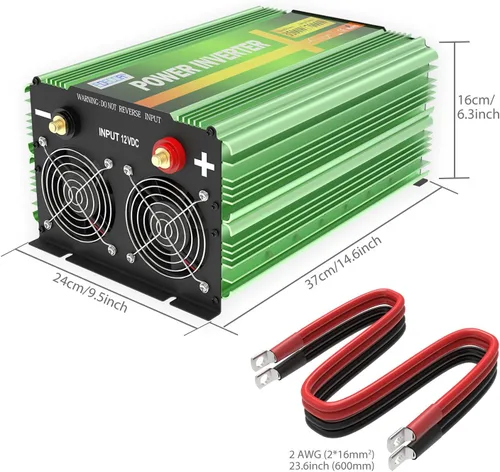Vista 7 de EDECOA - Inversor de corriente de onda sinusoidal pura de 3500 W, 12 V CC a 120 V CA ETRC Remote Controller with LCD Display and Dual USB, 4 AC