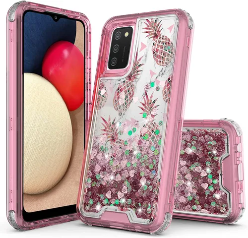 Vista 6 de Hybird 3 en 1 compatible con Samsung Galaxy A52, diseño gráfico degradado de arena movediza líquida flotante funda protectora para Samsung Galaxy