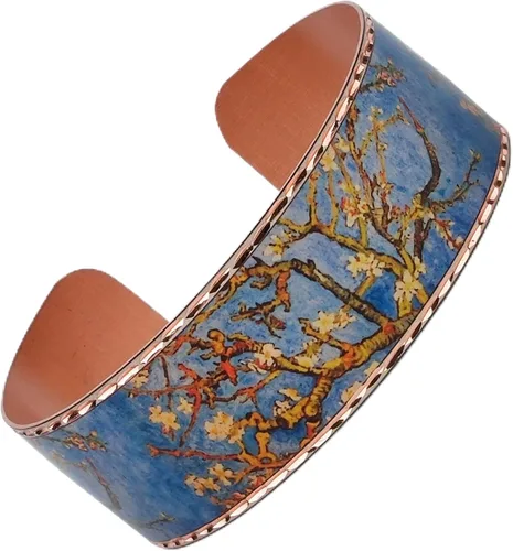 Vista 13 de Moreni Pulsera de cobre para mujer con caja de regalo de madera, regalo de joyería hecha a mano elegante y atemporal inspirado en el arte