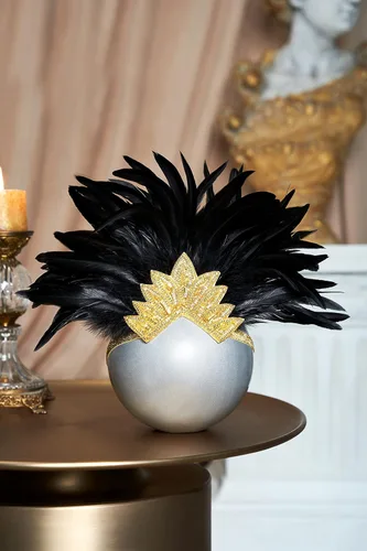 Vista 2 de BABEYOND Diadema de plumas de carnaval Showgirl Pageant para mujer de los años 20 (cristal dorado), Dorado (Gold Crystal), 1 unidad (paquete de 1)