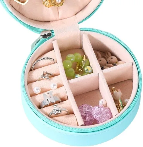 Vista 3 de joyero Caja De Almacenamiento De Joyas Portátil, Organizador De Viaje, Estuche De Joyería, Almacenamiento De Cuero, Pendientes, Collar, Anillo, 01