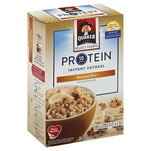 Vista 3 de Quaker Proteína de avena instantánea sabor a nuez de plátano, 6 unidades, caja de 12.9 onzas (paquete de 2)