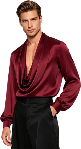 Vista 7 de Camisa de baile de salón moderna latina para hombre Negro