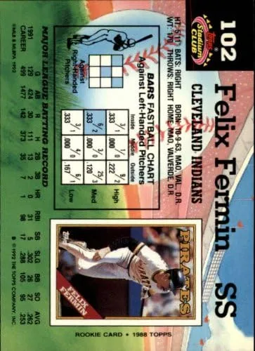 Vista 2 de 1992 Stadium Club Baseball Card #102 Felix Fermin
