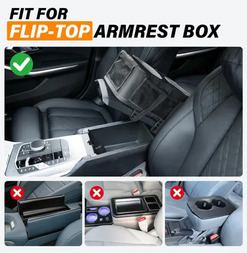 Vista 8 de Portavasos de Consola Central, Caja de Almacenamiento Universal para Reposabrazos de Automóvil con Portabotellas y Ranura para Pañuelos y Bolsillos