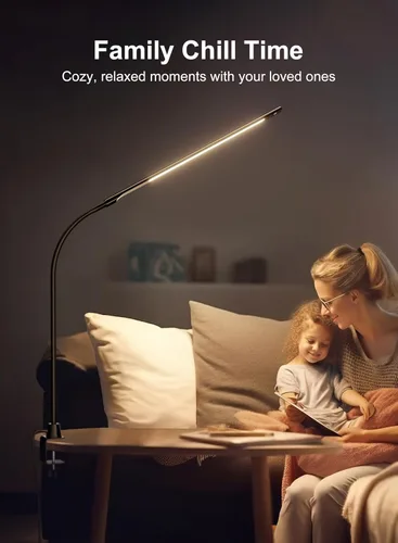 Vista 7 de deeloop CRI - Lámpara LED de escritorio 95+, lámpara de escritorio ultra larga y brillante de 16 pulgadas, 5 luces de atenuación de brillo, lámpara
