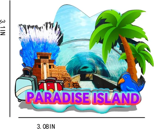 Vista 3 de Imán de madera para nevera de Bahamas Paradise Island, monumentos 3D, recuerdos coleccionables, decoración hecha a mano -723