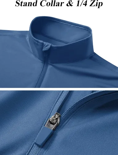 Vista 5 de TACVASEN Camisas de manga larga con protección solar UPF 50+ para mujer, con cremallera de 14, ligera, de secado rápido