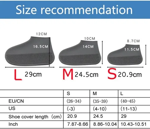 Vista 6 de 1 par de fundas reutilizables para zapatos, impermeables, antideslizantes, de silicona, resistentes al desgaste, botas de lluvia para botas al aire