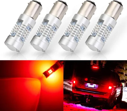 Vista 9 de Antline Súper brillante 1157 1157NA 2057 2357 7528 2357A BAY15D 21-SMD 2835 conjuntos de chips bombillas LED de 1260 lúmenes, amarillas ámbar