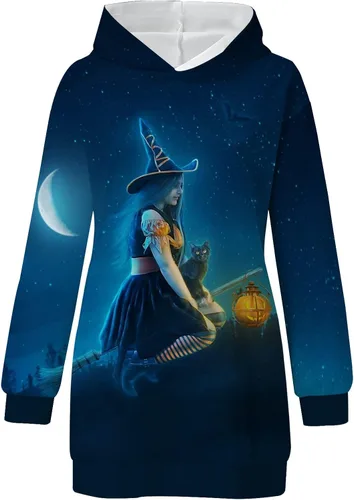 Vista 3 de Vestido de Halloween para mujer 2022 con capucha para otoño e invierno
