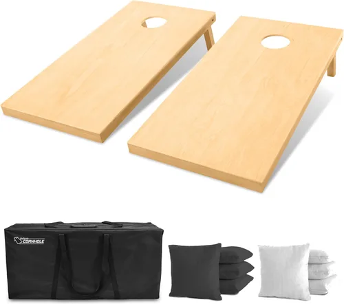 Vista 9 de GoSports 4 ft x 2 ft Regulation Size Wooden Cornhole Boards Set with Natural Wood Stain Finish - Includes Carrying Case