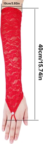 Vista 2 de Guantes largos de encaje, guantes de novia para boda, guantes de encaje sin dedos, para mujeres, fiestas, disfraces de los años 20, fiestas