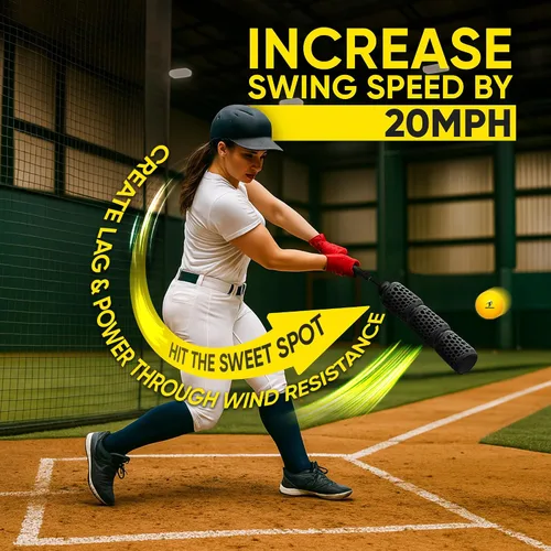 Vista 3 de Aero Swing - Entrenador de swing de béisbol y softbol, las piñas de resistencia al viento del swing del bate generan más velocidad de bate de más
