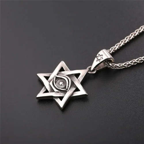 Vista 2 de U7 Colgante y cadena de ojo de Horus joyería egipcia para hombre acero inoxidable chapado en oronegro collares Ra del antiguo Egipto