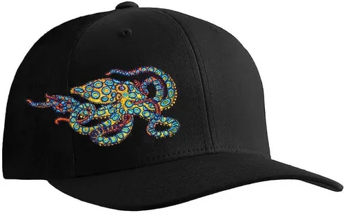 Vista 5 de Gorra Flexfit de buceo con diseño de pulpo (anillo azul), Azul Patchwork