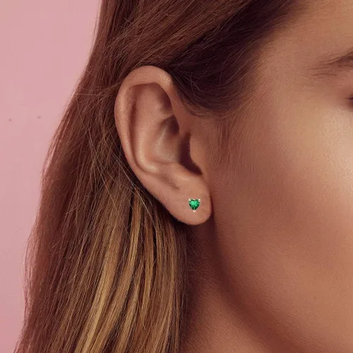 Vista 2 de Aretes de cristal austriaco con forma de corazón para mujer, joyería hipoalergénica de plata de ley 925