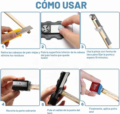 Vista 4 de Coolrunner Kit de reparación de tacos de billar, accesorios de repuesto para tacos de billar de 36 piezas