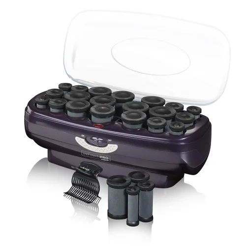 Vista 8 de INFINITI PRO Conair - Rodillos calientes flocados de cerámica para mujer, 20 rizadores de pelo surtidos con clips, calentamiento de 85 segundos
