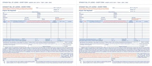 Vista 2 de Adams Conocimiento de Embarque Forma Corta, 8-1/2 x 7-7/16 Pulgadas, Blanco, 3 Partes, 250 Unidades (B3876)