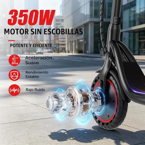 Vista 3 de Scooter eléctrico, scooter E de largo alcance de 21-35 mi para adultos Negro medianoche