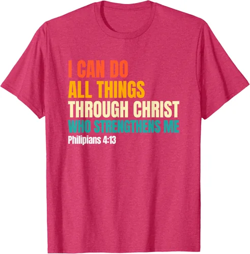 Vista 23 de I Can Do All Things Through Christ Christian Faith Camiseta, Negro, S