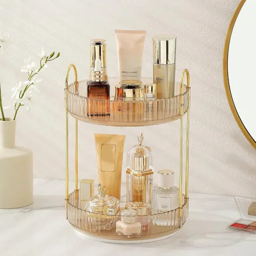 Vista 25 de Aveniee Organizador de maquillaje giratorio de 360 grados para tocador, organizadores de baño mejorados para perfume y cuidado de la piel