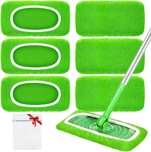 Vista 17 de Almohadillas de microfibra reutilizables compatibles con trapeador Swiffer Sweeper Mop Verde bosque