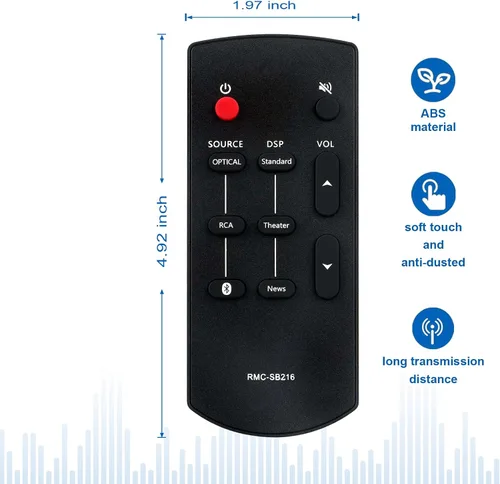 Vista 4 de RMC-SB216 RMCSB216 Reemplazo de control remoto apto para Insignia SB216 Mini 2.0 Barra de sonido NSSB216 NS-SB216 NS-SB216-VG SB216 Barra de sonido