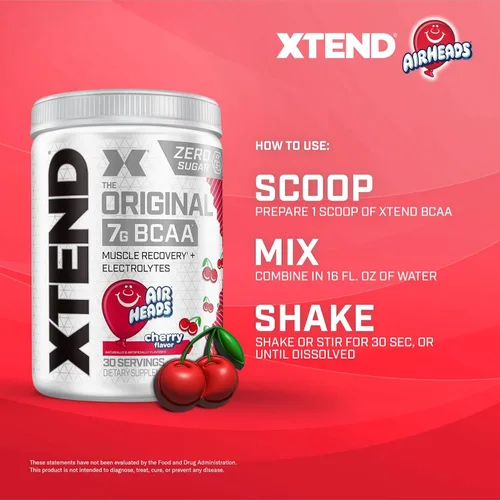 Vista 6 de Xtend Polvo Original BCAA, 7g de BCAAs y 2.5g de L-Glutamina para la Recuperación Muscular, Hidratación y Músculo Delgado, Bebida Sin Azúcar