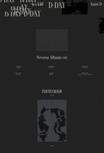 Vista 7 de BTS SUGA Agust D D-DAY 1st Album Contents+Photobook+Poster on pack+Photocard+Tracking Sealed (Full SET(01+02+Weverse Album))