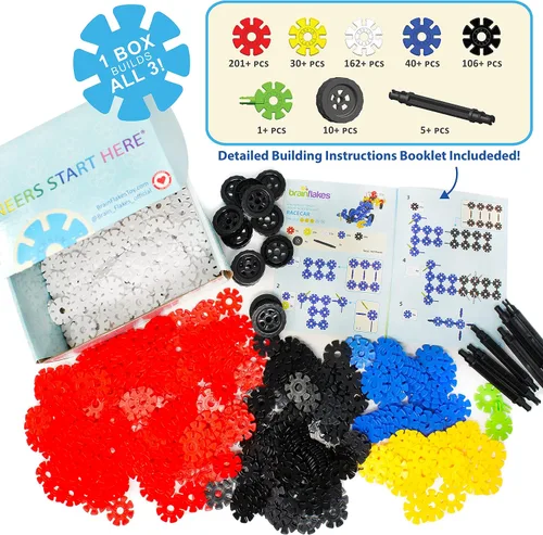 Vista 2 de Brain Flakes Kit de construcción 3 en 1 con instrucciones detalladas paso a paso (idioma español no garantizado) – 580 piezas para construir los 3