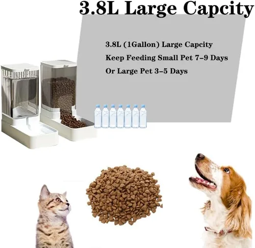 Vista 2 de iGeekPet Care-NeverMissMeal - Juego de comedero y dispensador de agua para mascotas por gravedad, alimentador automático para perros y dispensador