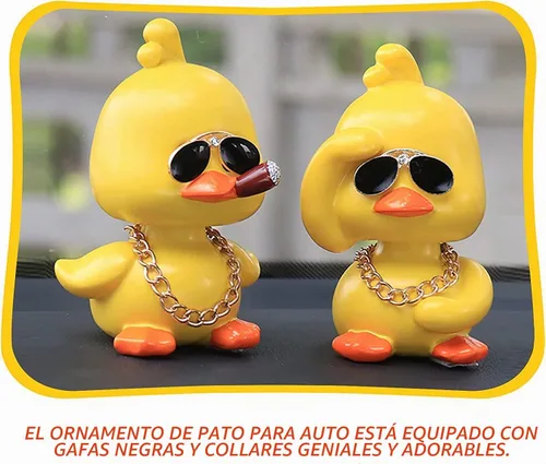 Vista 7 de wonuu Lindos adornos de pato amarillo para coche, decoraciones de tablero de instrumentos de coche, muñeca de cabeza sacudida De pie y de pie