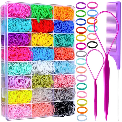 Vista 10 de YGDZ Lazos elásticos para el cabello, 1500 bandas de goma transparentes para el cabello, ligas negras para el cabello, mini bandas elásticas negro