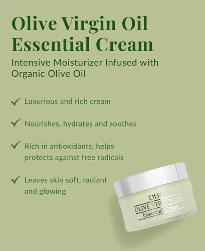 Vista 2 de DHC Crema esencial de aceite virgen de oliva, hidratante, promueve la elasticidad de la piel, radiante, sin fragancia ni colorantes, ideal para todo