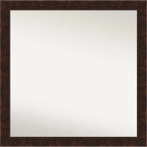 Vista 153 de Amanti Art Espejo de baño de bronce para sobre fregadero, 24 x 24 pulgadas, espejo de tocador cuadrado estrecho de bronce Manhattan, marco de madera