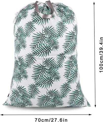Vista 2 de Bolsa de lavandería extra grande con cordón y asa, bolsa de ropa sucia de viaje resistente para lavandería y hogar, forro duradero para cesta