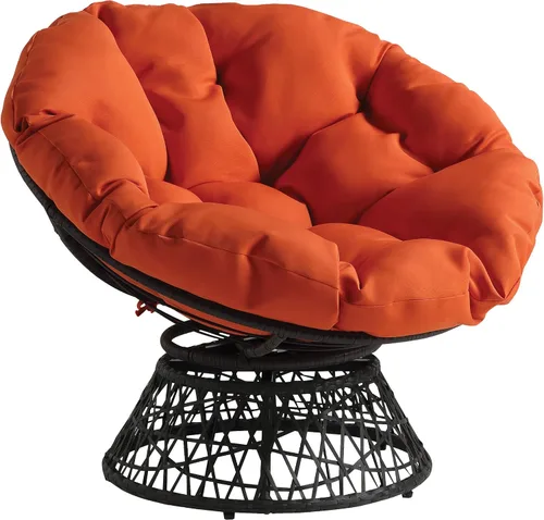 Vista 12 de OSP Home Furnishings – Silla Papasan de mimbre con giro de 360 grados, marco marrón con cojín marrón